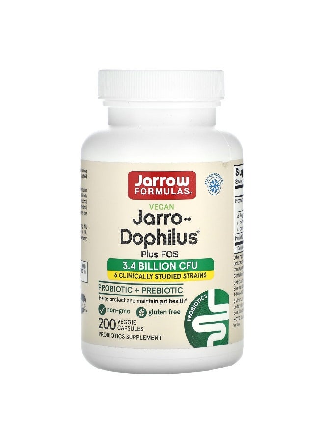 jarrow formulas - Jarrow Formulas, Vegan Jarro-Dophilus Plus FOS, 200 Veggie Capsules - Image 1