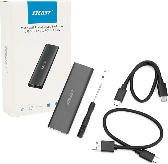 Powermaster M.2 Nvme SSD Supported USB 3.1 Type-C SSD Hard Drive Box Hard Drive Enclosure