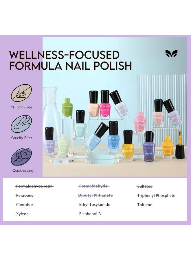 Morovan Pastel Nail Polish Set:Macaron Air Dry 15 Bright Colors 0.27oz Spring Summer Regular Fingernail Polish Bulk Nail Polish Kit Finger Nail Polish Gift Set for Women - Image 3