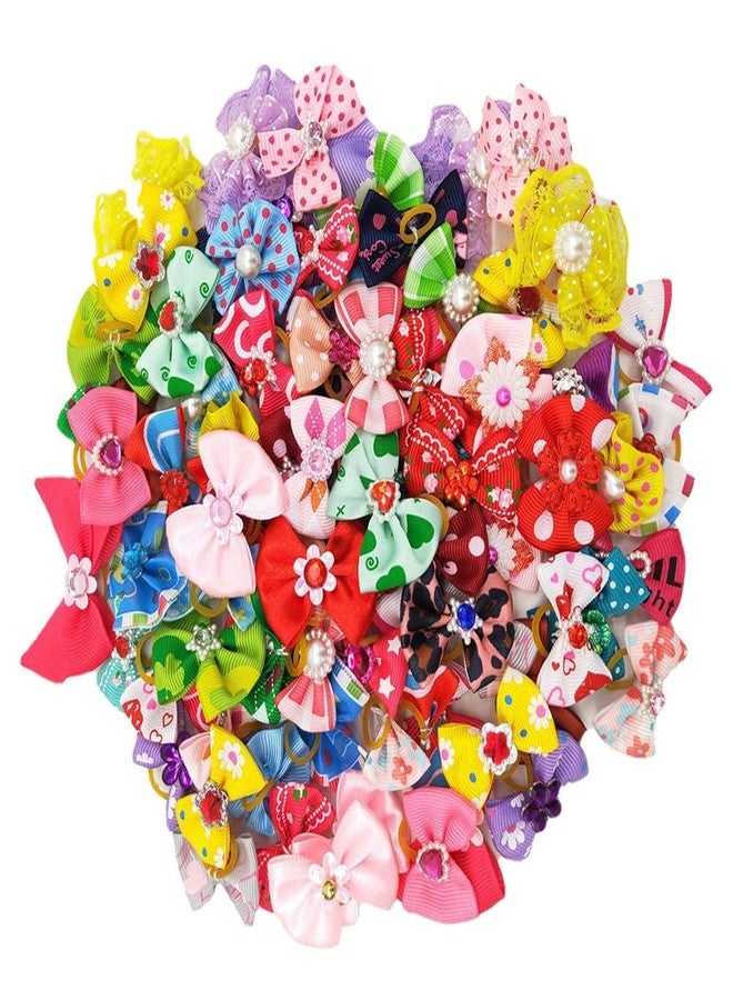 جي شلو مجموعة GSHLLO المكونة من 20 قطعة من ربطات شعر الكلاب اللطيفة، وربطات شعر مطاطية للجراء، وربطات شعر ملونة للقطط، وحاملات ذيل حصان صغيرة مرصعة بأحجار الراين، وحبال شعر من اللؤلؤ الصناعي، وإكسسوارات شعر الحيوانات الأليفة - Image 1