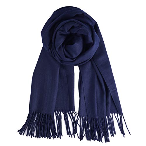 QBSM Womens Navy Blue Winter Pashmina Scarf Blanket Formal Shawls and Wraps for Evening Dresses - Image 2