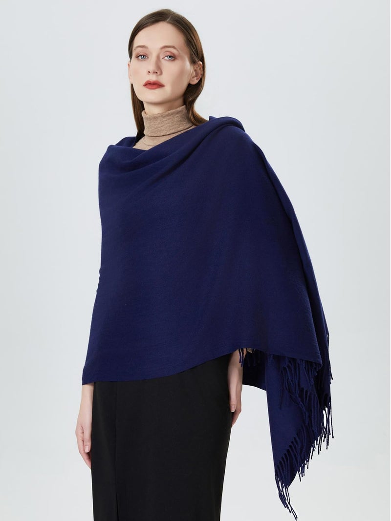 QBSM Womens Navy Blue Winter Pashmina Scarf Blanket Formal Shawls and Wraps for Evening Dresses - Image 5