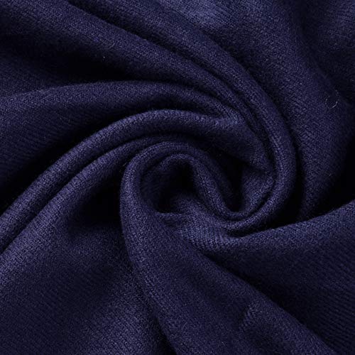 QBSM Womens Navy Blue Winter Pashmina Scarf Blanket Formal Shawls and Wraps for Evening Dresses - Image 3