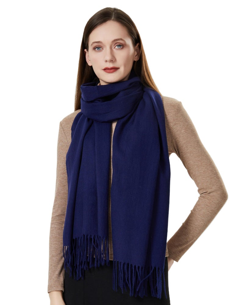 QBSM Womens Navy Blue Winter Pashmina Scarf Blanket Formal Shawls and Wraps for Evening Dresses - Image 1