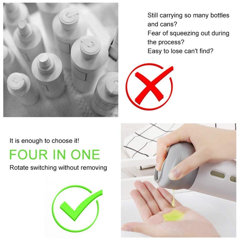 S R EXCLUSIVE S R EXCLUSIVE 4 in 1 Travel Dispenser Shampoo Shower Gel Empty Bottle Set Pressing Hand Sanitizer Bottle Refillable Travel SubBottle Liquid Lotion Cream Container Set Multicolor  - Image 5