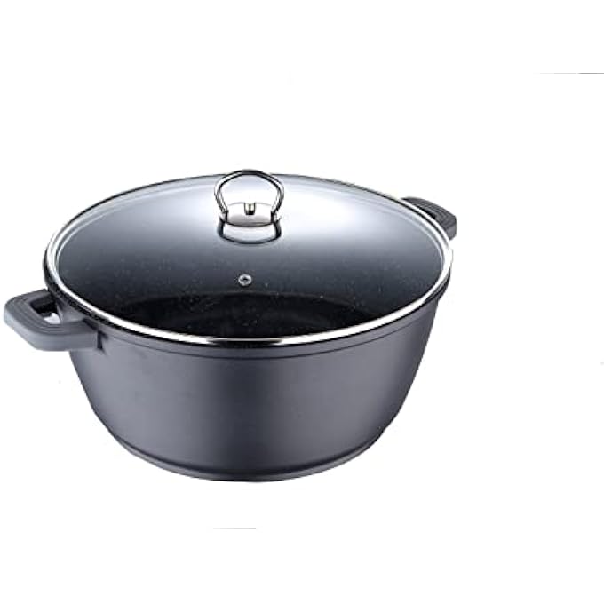 BERGNER Classic Novum Casserole With Lid 28X12Cm Aluminum Induction Bottom Marble Non Stick Coating Black - Image 1