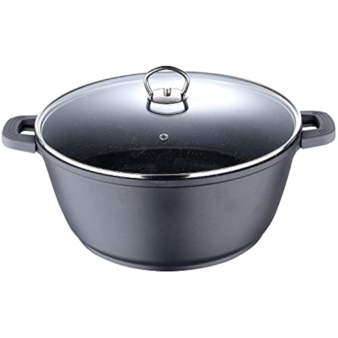 BERGNER Classic Novum Casserole With Lid 28X12Cm Aluminum Induction Bottom Marble Non Stick Coating Black - Image 2