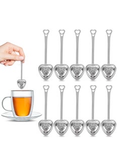 Tea Strainers for Loose Tea Spoon, 10Pcs Heart Tea Steeper Tea Filter Fine Mesh Strainer Stainless Steel Tea Diffuser Tea Infuser Spoon, Loose Tea Steeper Tea Infuser for Loose Leaf Tea Strainer