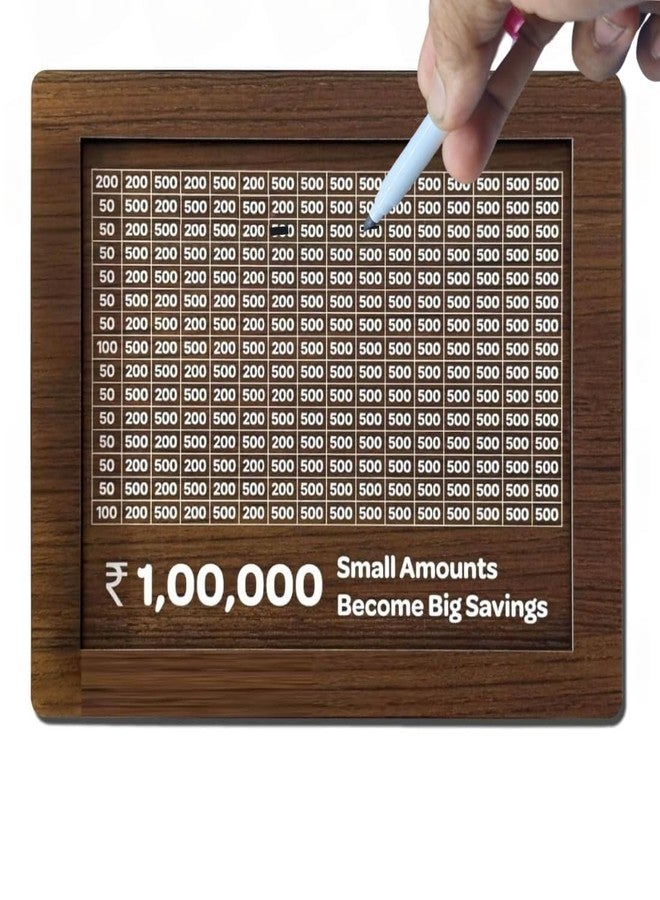 Natkam Wooden Piggy Bank with ₹1 Lakh Savings Chart – Carved Coin Box & Money Goal Tracker for Kids, Adults and Perfect for Gifting - Image 3