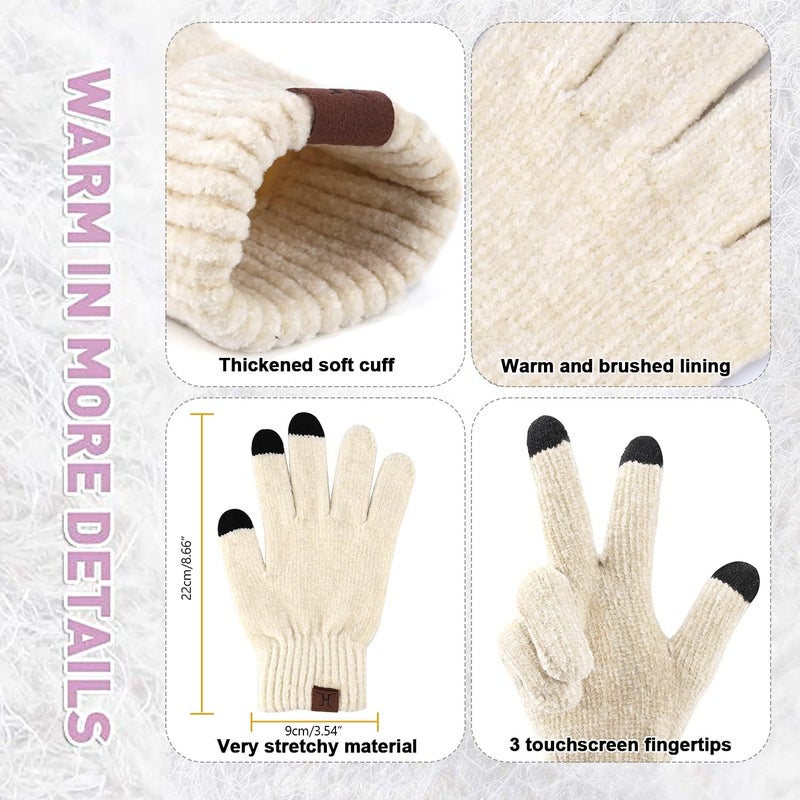 AQOTHES Womens Winter Knit Warm Hat Beanie Long Scarf Touch Screen Gloves Set Skull Caps Neck Scarves for Women - Image 4