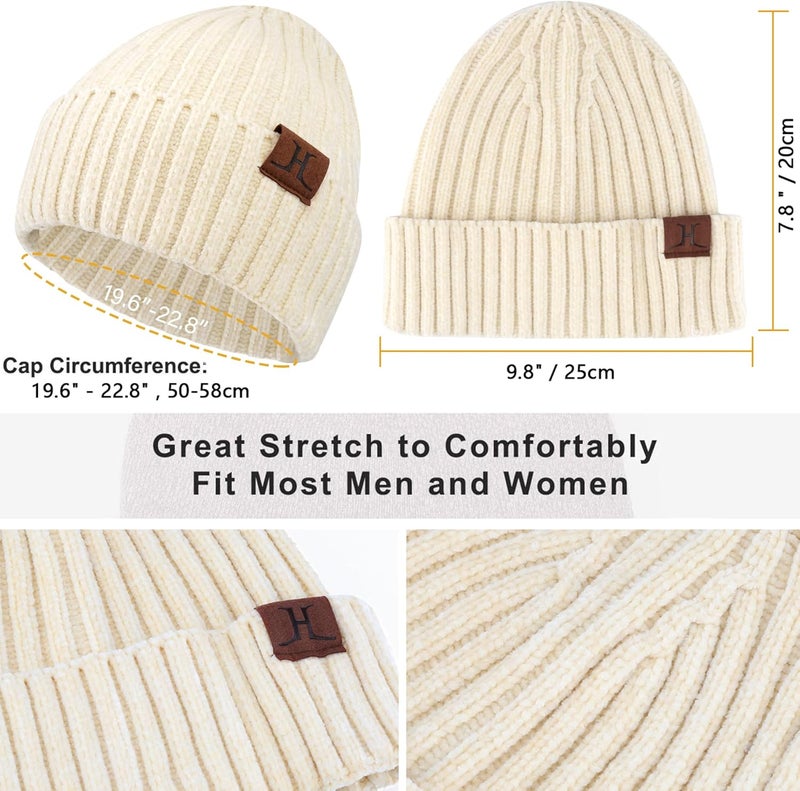 AQOTHES Womens Winter Knit Warm Hat Beanie Long Scarf Touch Screen Gloves Set Skull Caps Neck Scarves for Women - Image 2
