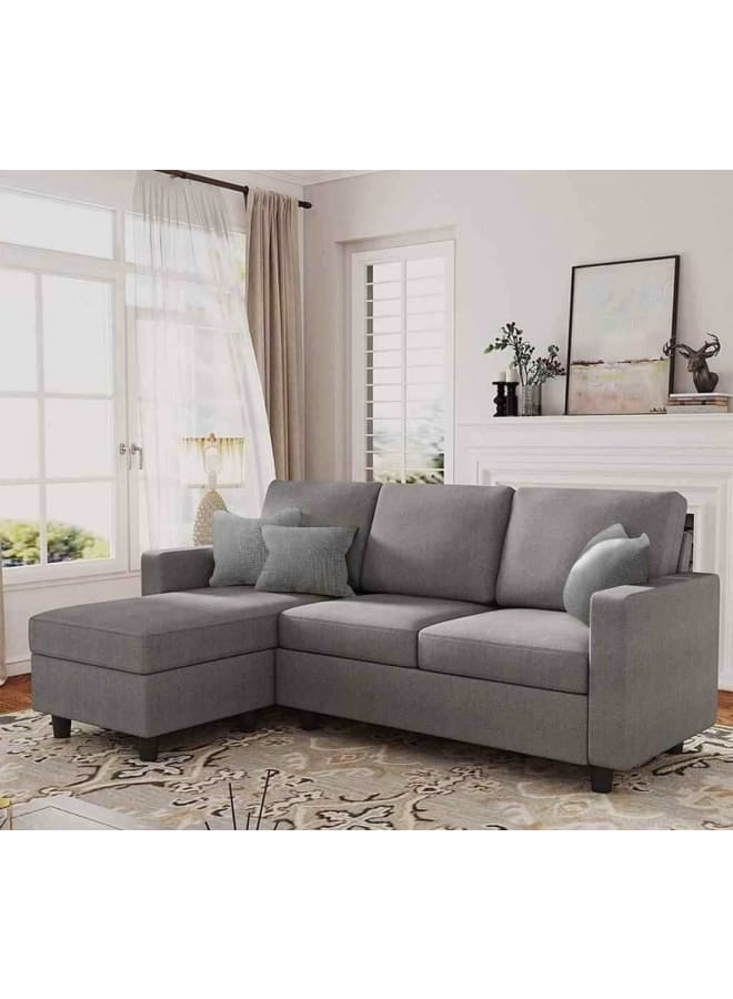 Retro Modern corner sofa 250 cm - gray - Image 1