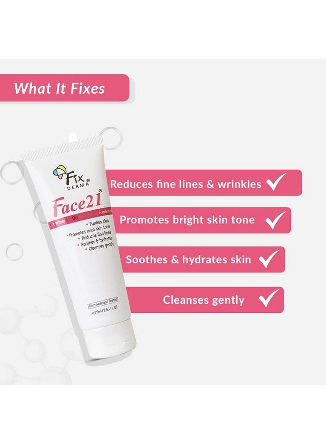 FIXDERMA Face21 Cleanser Skin Brightening Cleanser Exfoliates Dead Cells Remove Pigmentation Reduces Wrinkles & Fine Lines Evens Skin Tone Purifies Skin 75Ml - Image 4