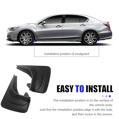 Zosgrew 2 PCS Car Mud Flaps, Splash-Proof Mud Splash Guards Tire Protector, Front and Rear Mudguard Replacement, Universal for Most Sedans (Black #S) - Image 4