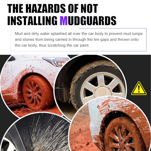 Zosgrew 2 PCS Car Mud Flaps, Splash-Proof Mud Splash Guards Tire Protector, Front and Rear Mudguard Replacement, Universal for Most Sedans (Black #S) - Image 5