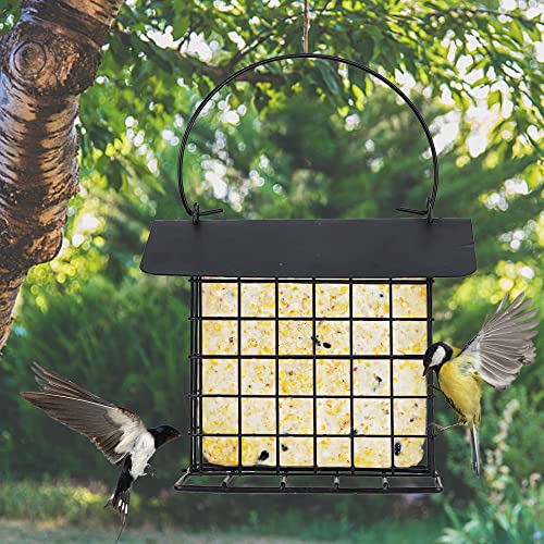 winemana Suet Feeder for Outside Hanging, Metal Suet Cake Holder Squirrel Proof, Weatherproof Bird Feeders for Wild Birds Woodpecker, Single Suet Cage for Outdoor Garden - Image 4