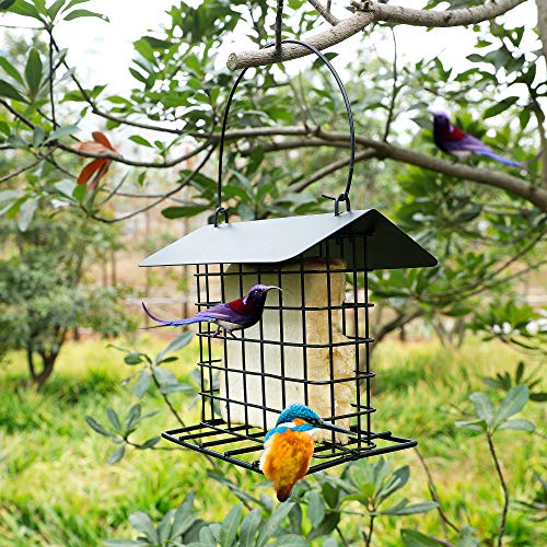 winemana Suet Feeder for Outside Hanging, Metal Suet Cake Holder Squirrel Proof, Weatherproof Bird Feeders for Wild Birds Woodpecker, Single Suet Cage for Outdoor Garden - Image 5