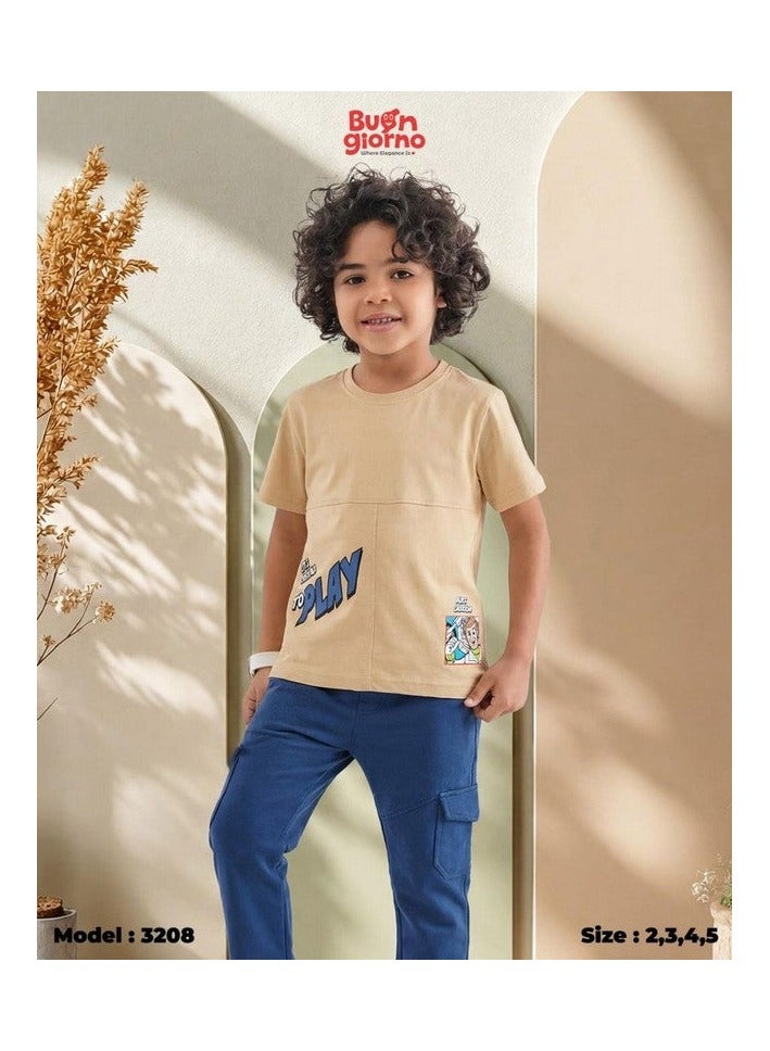 Bongo Kids Wear Bongo boys' cotton set - Beige - Image 2