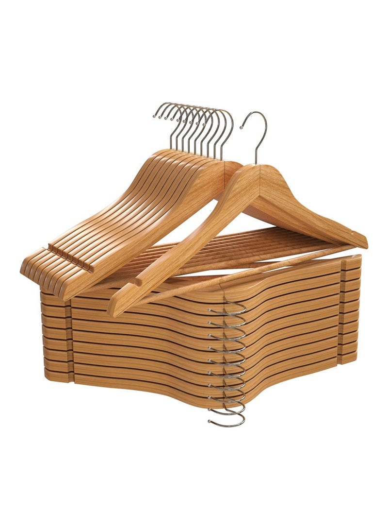 HOMESTAR Solid Wood Coat Hangers Non-Slip Cloth with Notches & 360° Swivel Hook - Image 1