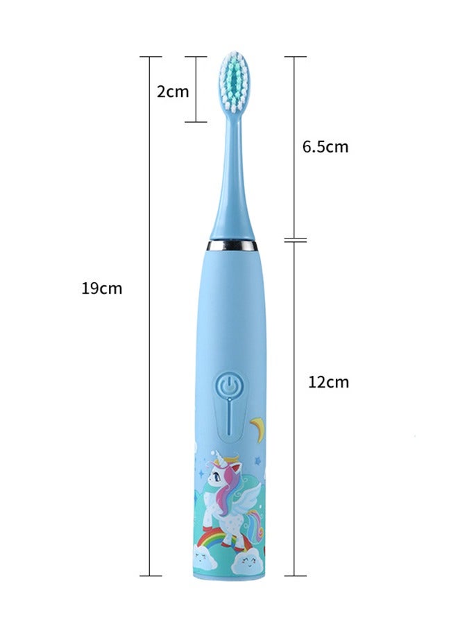 Sharpdo Kids Battery Powered Toothbrush, Children Sonic Toothbrushes with 6 Brush Heads, Unicorn, Blue - Image 2