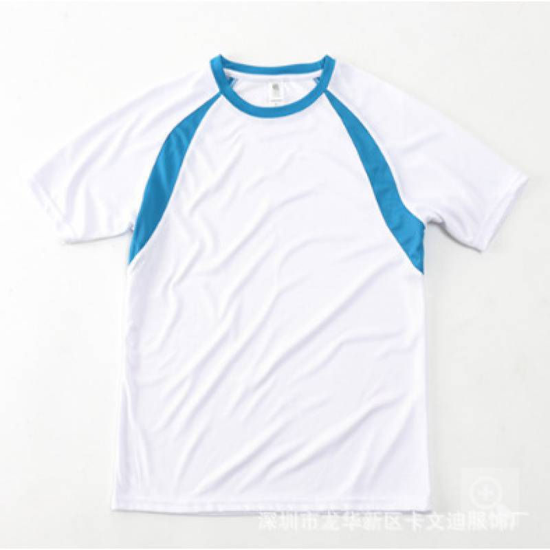 Generic Yibai match TSP-B 150g sports quick-drying adult raglan sleeve T-shirt advertising cultural shirt printing White/Lake Blue