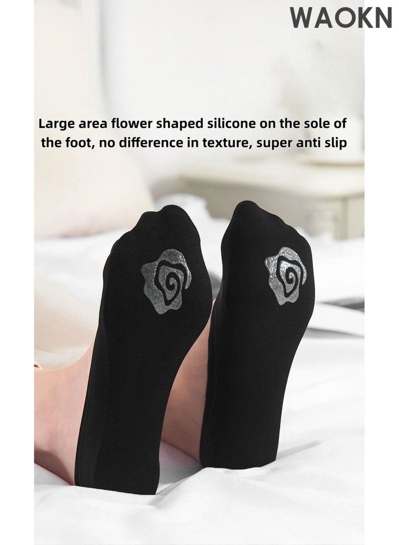 WAOKN Ultra Low Cut No Show Socks ，Women Non Slip Cotton Liner Socks， Hidden Invisible for Flats Boat Summer 5 Pairs，Thin, shallow-mouth invisible socks, breathable ice silk boat socks, with non-slip silicone socks that won't fall off. - Image 4