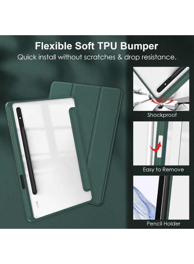 Case Compatible case for Samsung Galaxy Tab S8/9/10 Ultra with stand function. Ultra case made of soft material with auto sleep/wake function. Clear scratch-resistant pink case Green . - Image 2