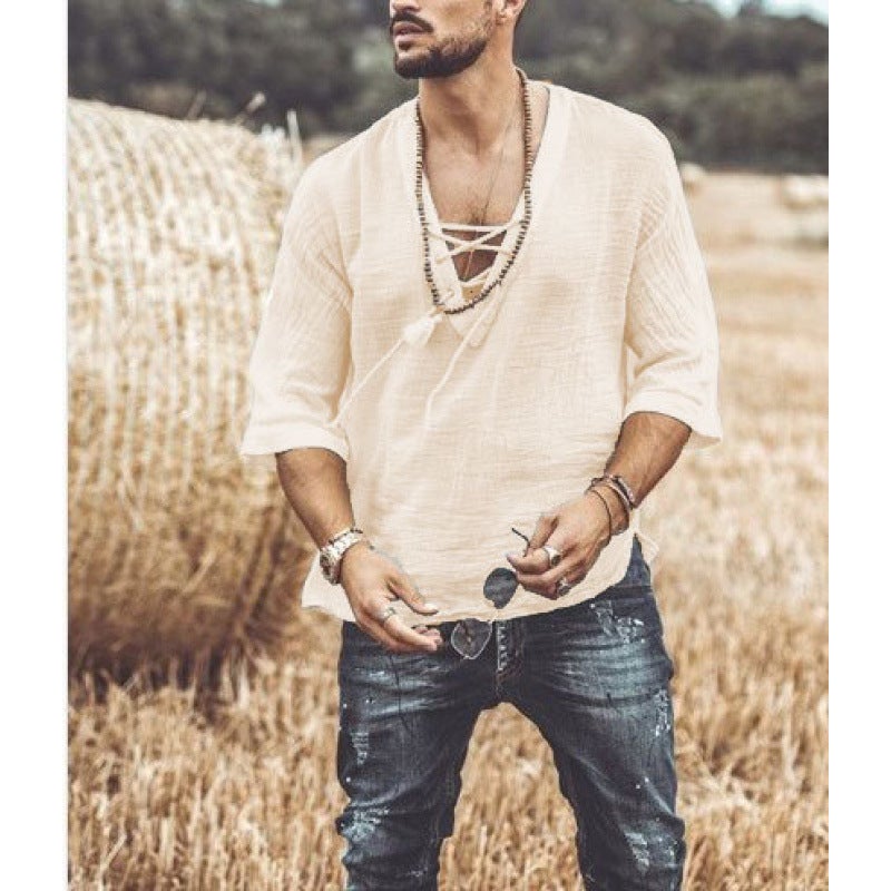 2024 New Wish Explosions Men'S Chest Tie Corns Sleeve T-Shirt - Image 1