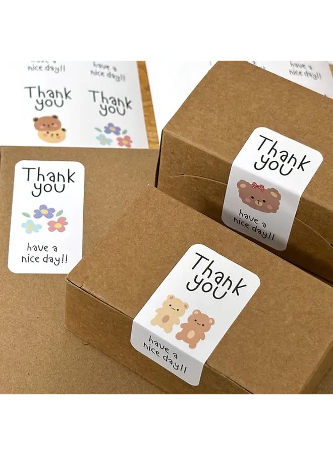 100pcs Cute Cartoon Thank You Stickers Self Adhesive Decorative Gift Box Sealing Sticker H-431 - Image 4