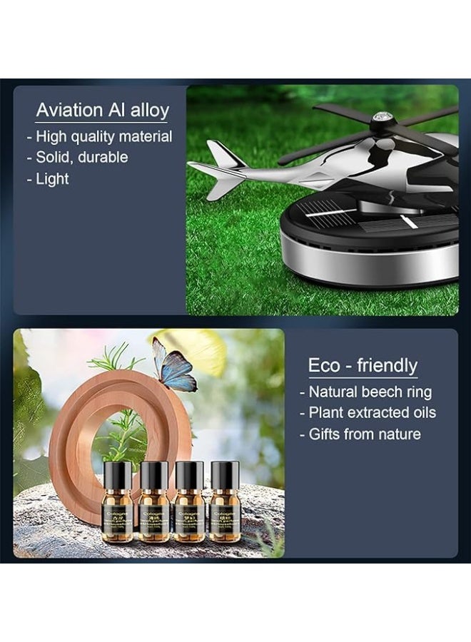 Car Aromatherapy, Solar Energy Rotating Helicopter Aroma Diffuser Car Interior Accessories Seat Decoration Perfume Liquid Type Silver  - Image 3