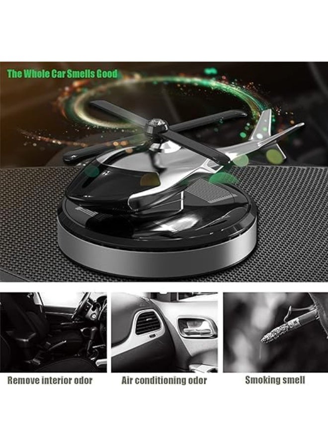 Car Aromatherapy, Solar Energy Rotating Helicopter Aroma Diffuser Car Interior Accessories Seat Decoration Perfume Liquid Type Silver  - Image 4