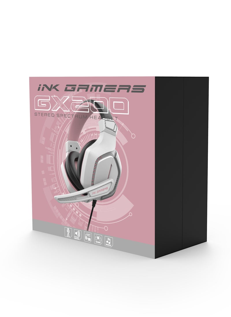 INK GAMERS GX200 Over Ear Gaming Headset With Mic for PS4/PS5/XBox/Switch/PC - White  - Image 5