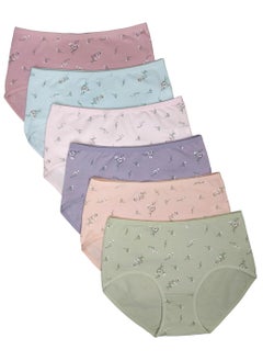 Love Bell Premium Cotton Four-way stretch Panties - MULTIPACK - Regular and Plus Sizes - Classic Briefs for Women (UAE/KSA, Alpha, M, Regular, Regular, Blossom Flower - 6 Pcs Pack)  - Image 1