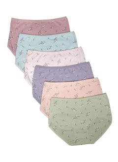 Love Bell Premium Cotton Four-way stretch Panties - MULTIPACK - Regular and Plus Sizes - Classic Briefs for Women (UAE/KSA, Alpha, M, Regular, Regular, Blossom Flower - 6 Pcs Pack)  - Image 2