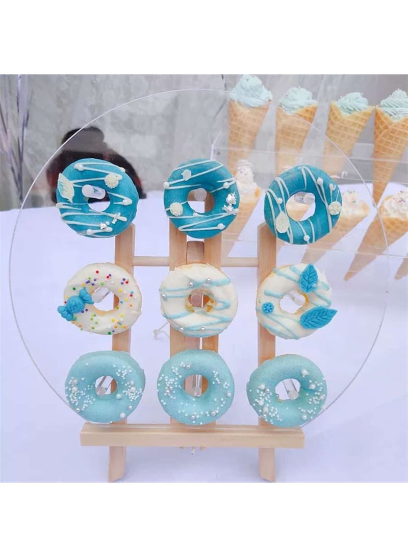 Zikra Donut Wall Display Stand, Heavy Duty Structure Reusable Clear Acrylic Donut Holder Board with 9 Pillars for Wedding Birthday Treat Holiday Gathering Party - Image 2