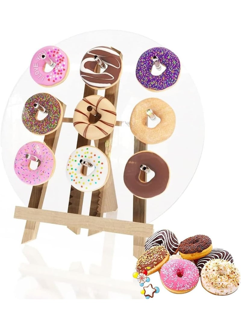 Zikra Donut Wall Display Stand, Heavy Duty Structure Reusable Clear Acrylic Donut Holder Board with 9 Pillars for Wedding Birthday Treat Holiday Gathering Party - Image 1