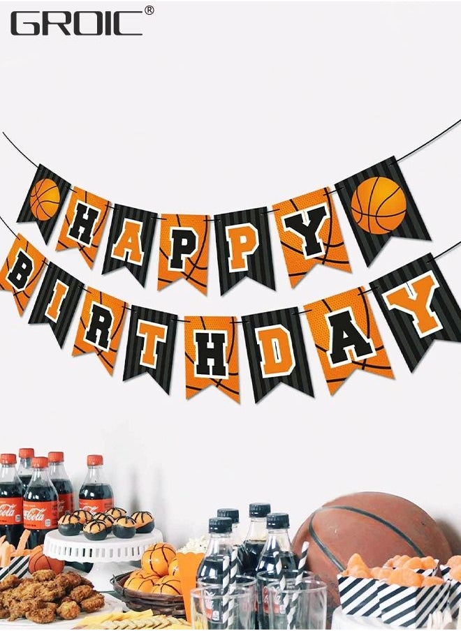 GROIC - Basketball Party Decorations Supplies,Kids Basketball Birthday Party Decor, HAPPY BIRTHDAY Banner Slam Dunk Balloons Tablecloth Cake Cupcake Toppers for Boys Teenagers Sport Theme Party - Image 1