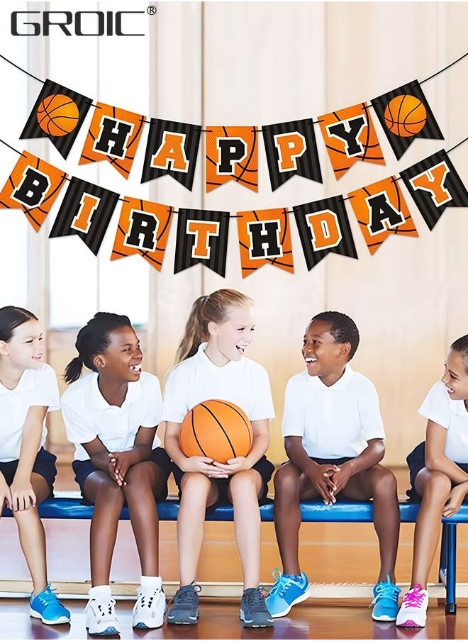 GROIC - Basketball Party Decorations Supplies,Kids Basketball Birthday Party Decor, HAPPY BIRTHDAY Banner Slam Dunk Balloons Tablecloth Cake Cupcake Toppers for Boys Teenagers Sport Theme Party - Image 1
