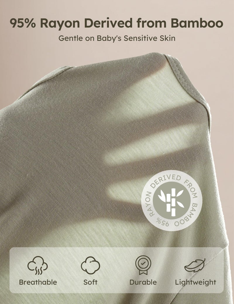 Yoofoss Rayon Made From Bamboo Baby Pajamas 3pcs Newborn Sleepers For Boy Girl Clothes, 0-3 Months Footed Pajamas Zipper Baby Pjs with Mitten,Sage&green&beige - Image 2