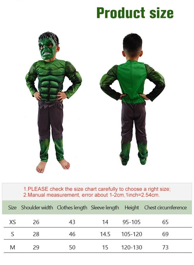 DURKU Hulk Muscle Cosplay Costume Set for Boys with Mask Kids Carnival Party Role-playing Kit Themed Parties Pretend Toy Hulk Outfit, Size: XS - Image 2