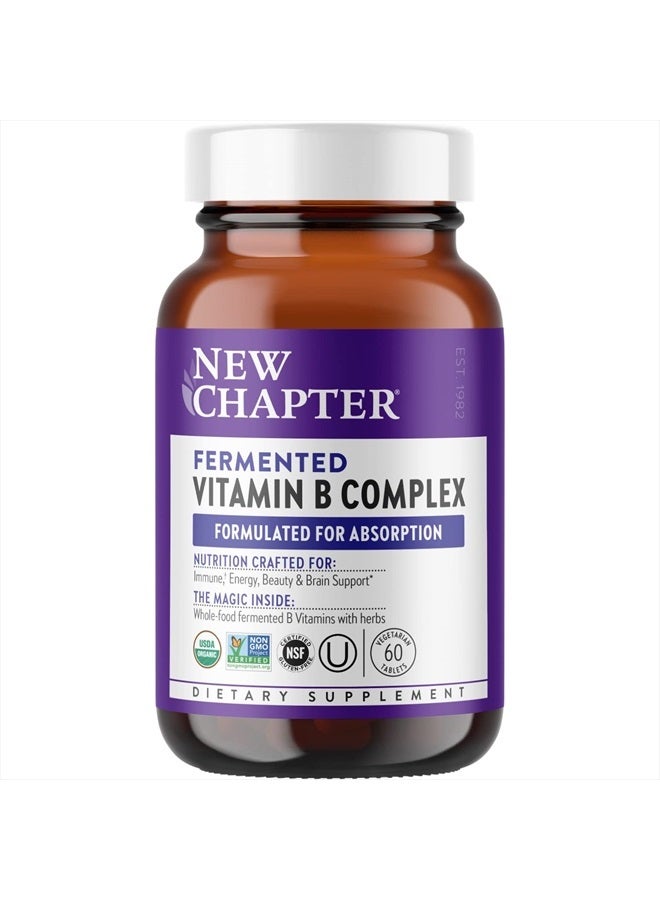 New Chapter Vitamin B Complex, Fermented Vitamin B Complex, USDA Organic, ONE Daily for Cellular Energy + Brain + Beauty, 100% Vegan, Gluten-Free - 60 Count - Image 1