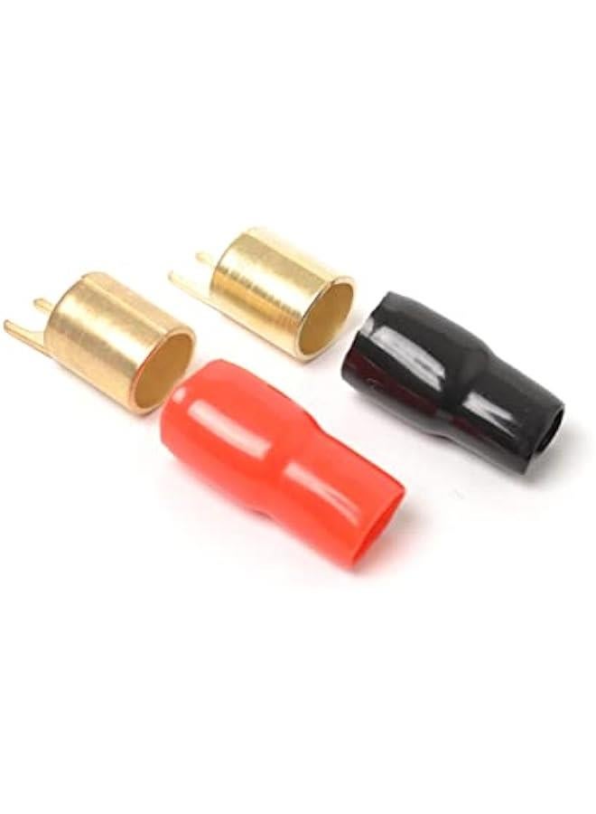 Premium 0/1 Gauge Wire Connectors - Pack of 3 Pairs - Gold Plated Spade Connector - Crimp Terminals for Amplifier Wiring Kit - Ideal Speaker Wire Connectors with Copper Brass Shovel - Image 2