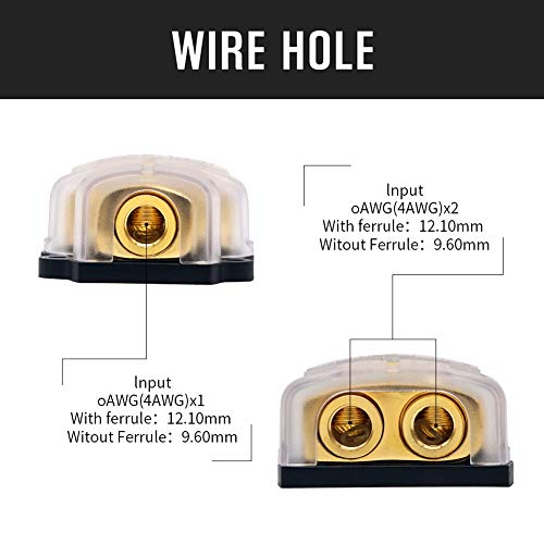 LEIGESAUDIO 0/2/4 Gauge in 0/2/4 Gauge Out Copper Amp Power Distribution Block for Car Audio Splitter (2WAY) - Image 5
