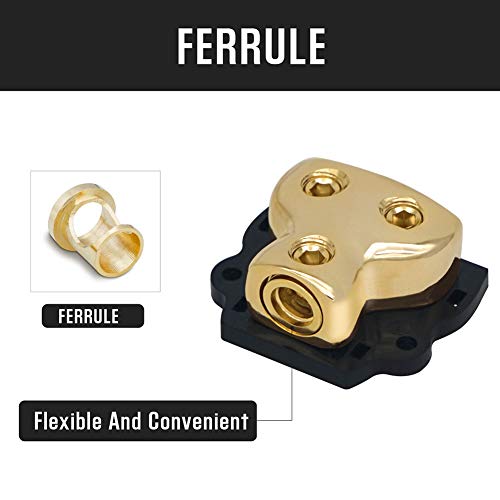 LEIGESAUDIO 0/2/4 Gauge in 0/2/4 Gauge Out Copper Amp Power Distribution Block for Car Audio Splitter (2WAY) - Image 4