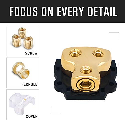 LEIGESAUDIO 0/2/4 Gauge in 0/2/4 Gauge Out Copper Amp Power Distribution Block for Car Audio Splitter (2WAY) - Image 3