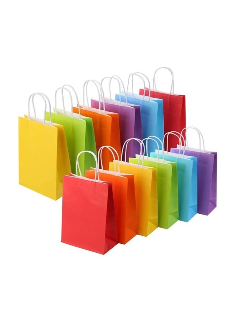 Party Time 10.5x8.5x4.5 inches 24 Pieces Kraft Paper Bags Party Favor Gift Bags with Handle Assorted Colors (Rainbow) - Party Supplies - Image 1