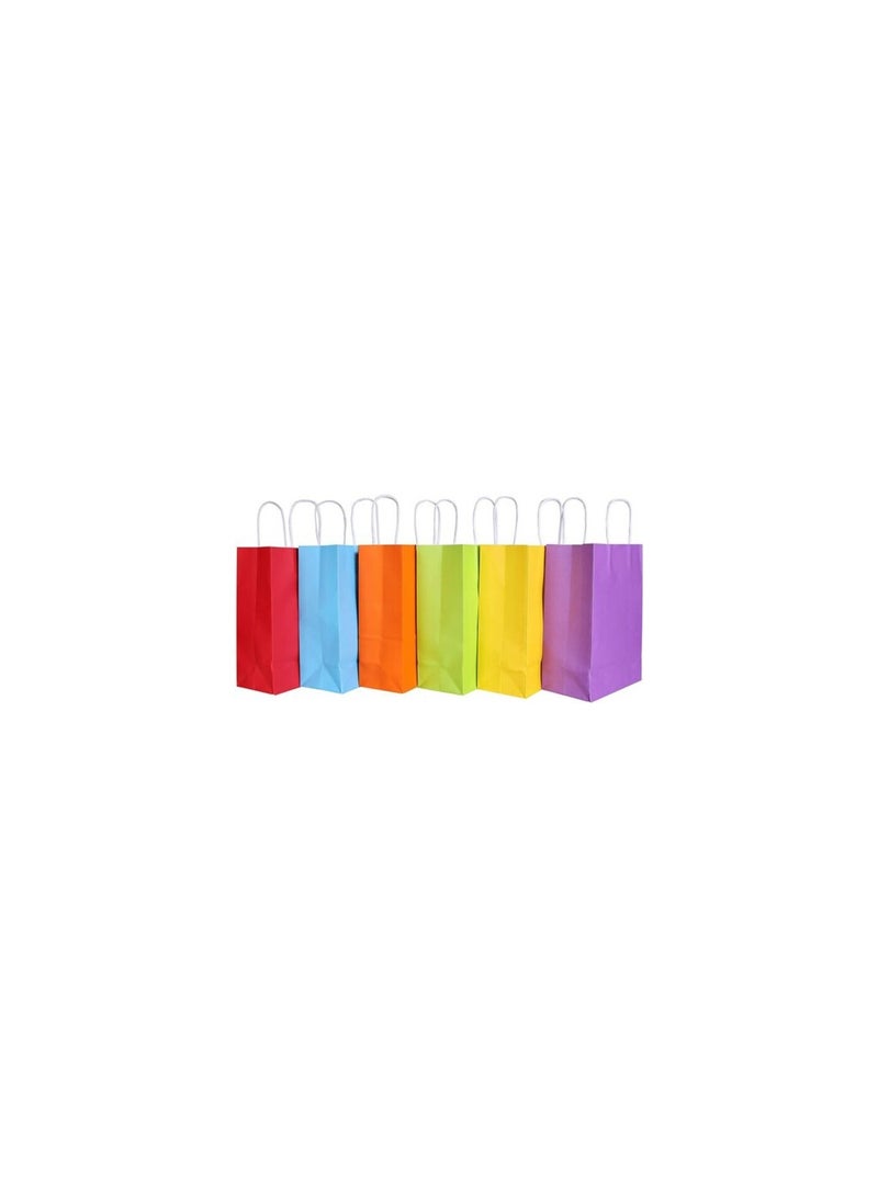 Party Time 10.5x8.5x4.5 inches 24 Pieces Kraft Paper Bags Party Favor Gift Bags with Handle Assorted Colors (Rainbow) - Party Supplies - Image 2