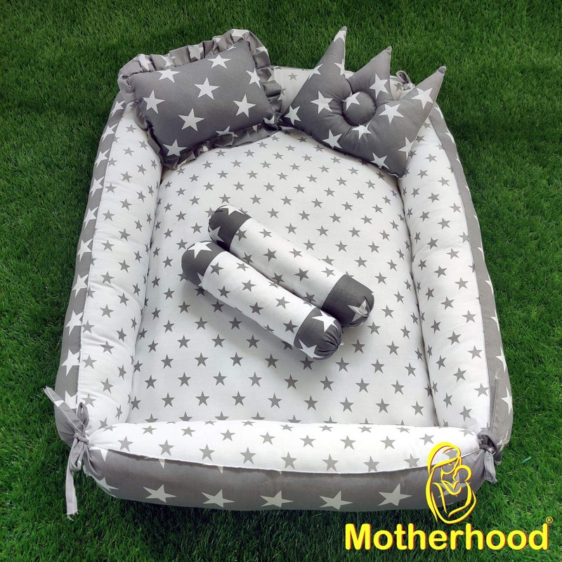 MOTHERHOOD MOTHERHOOD Box Baby Tub Bed with 4 pc Baby Pillow and 1 large baby blanket Luxury Ultrasoft Comfortable Baby Mattress Bed Sleeper bedding set cosleeper for Newborn to Toddlers Gray - Image 5
