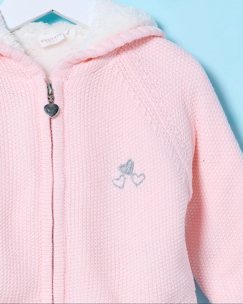 Redtag Infant Girls Pink Hooded Pullover