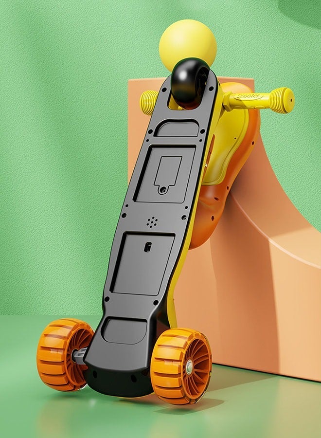 ميكسد سكوتر ركوب الأطفال بإضاءة LED عجلة وامضة قابلة للتعديل ارتفاع سكوتر قابل للطي للأنشطة الخارجية للأولاد والبنات (أصفر) - Image 5